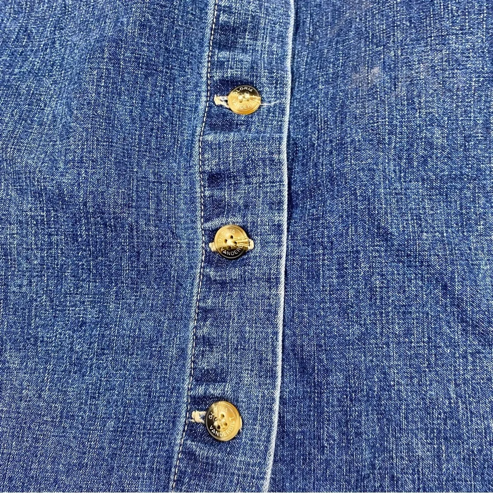 Gloria Vanderbilt Jean Mini Skirt Frayed Hem size 12 Button Down Skirt